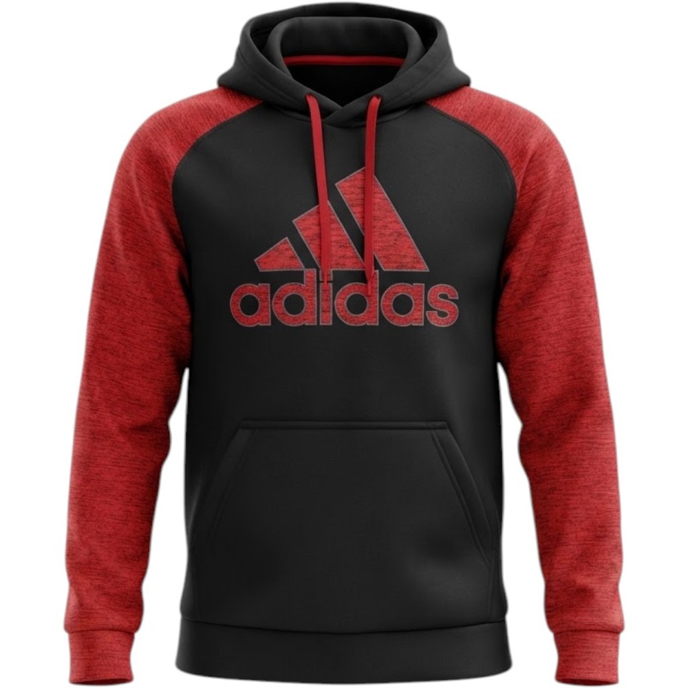 Adidas Mens Climawarm Hoodie Black Red Raglan Logo Sweatshirt AI5701 Size M